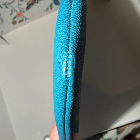 Coach Storypatch Pouch Zip Case Attachment Blue/green Leather - Picture 9 of 13